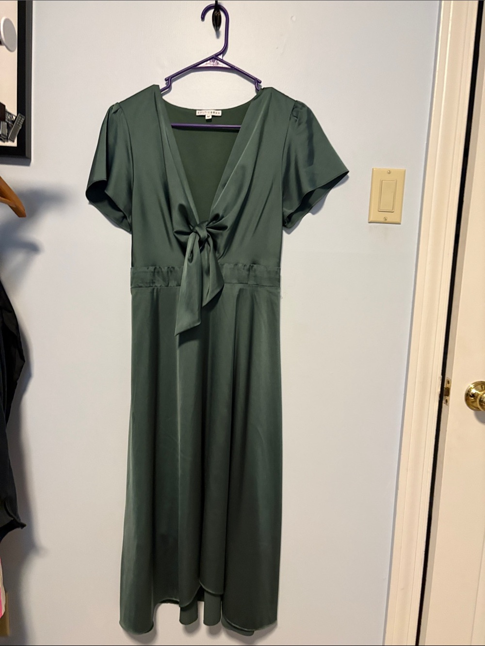 Baltic Born Forest Green Tie-Front Midi Dress